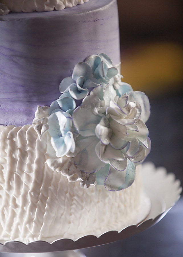 Close up of Purple and white cake